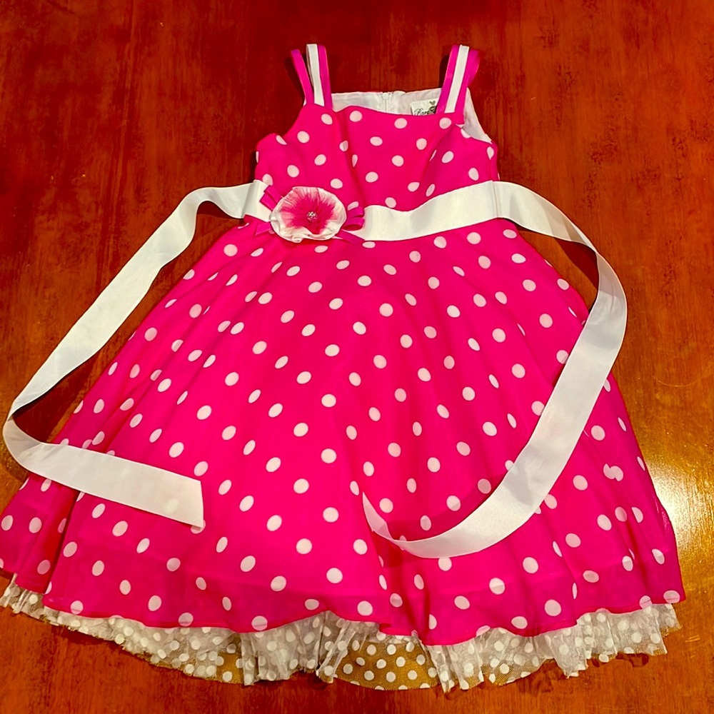 Girls Pink Polka Dot Dress